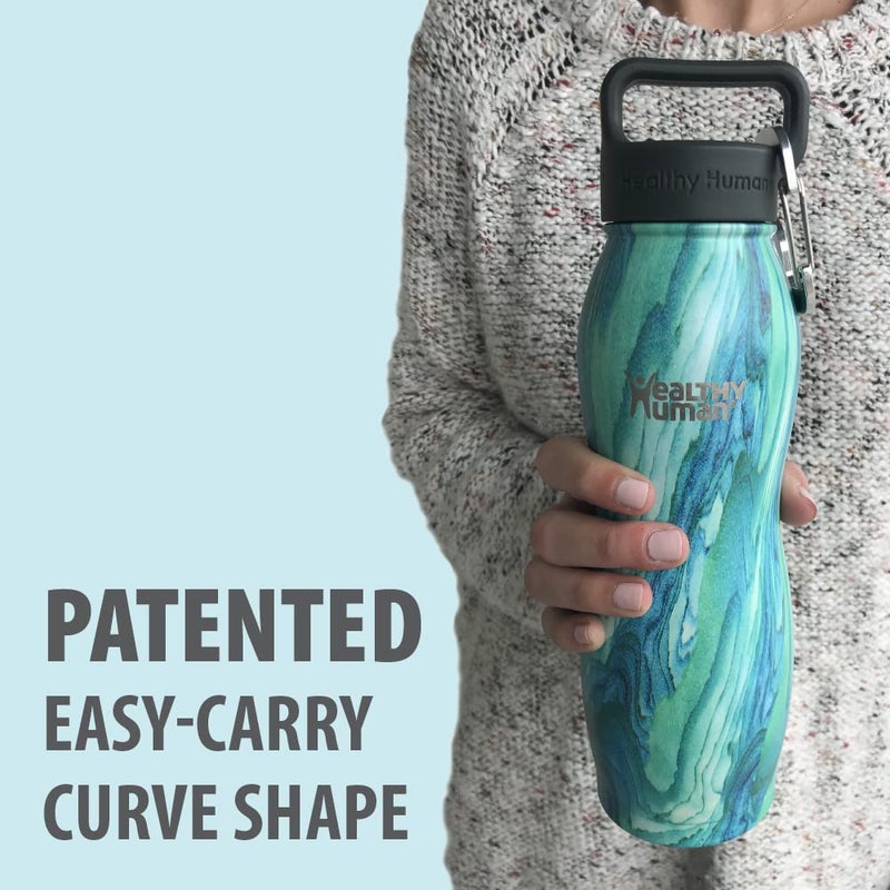 Healthy Human Stainless Steel Curve Water Bottle | 100% BPA Free Thermos for Kids & Adults | Vacuum Insulated Water Bottles | Metal Bottles with Leak Proof Lid (21 oz/ 621 ML, Glacier) - Image 4